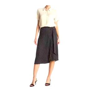 NWT Laundry by Shelli Segal D ring asymmetrical polka dot midi skirt size M